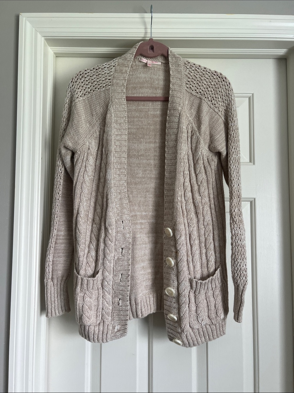 Victoria's Secret Neutral Cable-Knit Open Cardigan - Beige